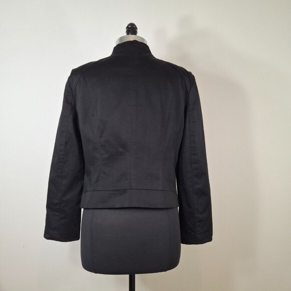 Womens Indie Goth Cropped Pea Coat Military Style Jacket Sz XL Epaulettes - Picture 4 of 16